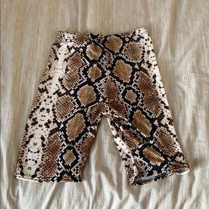 Snakeskin biker shorts